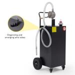 40 Gallon Black Gas Tank with Pump for Garage, Farm, Workshop and Jobsite Use, Hand Push Mobile Fuel Storage Trolley on Sturdy Casters, Heavy Duty Gasoline and Diesel Container for Quick Refueling