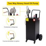 40 Gallon Black Gas Tank with Pump for Garage, Farm, Workshop and Jobsite Use, Hand Push Mobile Fuel Storage Trolley on Sturdy Casters, Heavy Duty Gasoline and Diesel Container for Quick Refueling