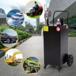 40 Gallon Black Gas Tank with Pump for Garage, Farm, Workshop and Jobsite Use, Hand Push Mobile Fuel Storage Trolley on Sturdy Casters, Heavy Duty Gasoline and Diesel Container for Quick Refueling