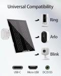 LinkSolar 5W Solar Panels for Ring Security Camera, 2 Pack Solar Charger for Micro USB, DC and USB-C Port Outdoor Rechargeable Battery Camera, IP65 Waterproof, 9.8ft Cable, 360°Adjustable Bracket