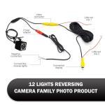 winterrock Car Backup Camera, 12 LED HD Night Vision Car Reverse Rear View Camera System, 170° Wide Angle Waterproof Reversing Parking Cameras, Universal for RV Trucks Trailer SUV