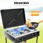 Propane Gas Stove 5 Burner Natural Gas Stove for LPG NG Dual Fuel, Freestanding Camp Stove with Leg Stand and 2 Storage Shelves, 5 Burner Natural Gas/Propane Cooktop for Apartmen Kitchen (Black)