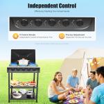 Propane Gas Stove 5 Burner Natural Gas Stove for LPG NG Dual Fuel, Freestanding Camp Stove with Leg Stand and 2 Storage Shelves, 5 Burner Natural Gas/Propane Cooktop for Apartmen Kitchen (Black)