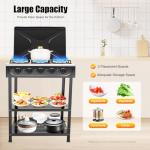 Propane Gas Stove 5 Burner Natural Gas Stove for LPG NG Dual Fuel, Freestanding Camp Stove with Leg Stand and 2 Storage Shelves, 5 Burner Natural Gas/Propane Cooktop for Apartmen Kitchen (Black)