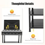 Propane Gas Stove 5 Burner Natural Gas Stove for LPG NG Dual Fuel, Freestanding Camp Stove with Leg Stand and 2 Storage Shelves, 5 Burner Natural Gas/Propane Cooktop for Apartmen Kitchen (Black)