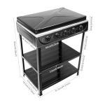 Propane Gas Stove 5 Burner Natural Gas Stove for LPG NG Dual Fuel, Freestanding Camp Stove with Leg Stand and 2 Storage Shelves, 5 Burner Natural Gas/Propane Cooktop for Apartmen Kitchen (Black)