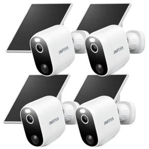 INFIYA Security Cameras Wireless Outdoor-Solar&Battery Powered 2K 2.4G Cameras for Home Security, Instant Alert, AI Human Detection, Color Night Vision, 2-Way Talk, SD Storage, Work with Alexa, Z1 4P