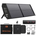 100W Portable Foldable Solar Panel Charger for Power Station Solar Generator with Kickstand 24V MC4 DC QC3.0 USB A PD3.0 PD65W USB C Output Fast Charging for Outdoor Camping RV Trip Off Grid Living