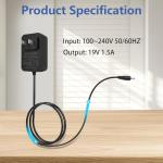 19V 1.5A Power Supply for MARBERO M82 M82MAX M822 M822MAX M87 M88 M168 Portable Power Station Solar Generator Replacement Power Adapter Charger