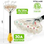 WYM world 30 Amp to 20 Amp 110 Generator RV Electric Cables, NEMA L14-30P to 4X 5-15R/5-20R Generator Distribution Adapter 4 Prong 30 Amp to 15 Amp/20Amp with Lighted End STW 10 AGW 1FT