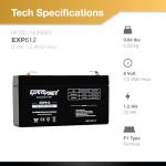 ExpertPower EXP612-1.2Ah 6V Rechargeable Battery, Alarm Battery Replacement for Security System, Home Alarm, GE XT Backup, Replaces DJW6-1.2, 6V1.3AH 1.4AH, Sealed Lead Acid, F1 Terminals