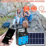 Portable Power Station,Solar Generator with Panels included,LiFePO4 Battery Pack Small Solar Powered Generator with DC/USB Outlets,LED Flashlight for Home Use,Outdoor Camping Quiet(Blue)