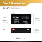 ExpertPower EXP612-1.2Ah 6V Rechargeable Battery, Alarm Battery Replacement for Security System, Home Alarm, GE XT Backup, Replaces DJW6-1.2, 6V1.3AH 1.4AH, Sealed Lead Acid, F1 Terminals