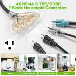 WYM world 30 Amp to 20 Amp 110 Generator RV Electric Cables, NEMA L14-30P to 4X 5-15R/5-20R Generator Distribution Adapter 4 Prong 30 Amp to 15 Amp/20Amp with Lighted End STW 10 AGW 1FT