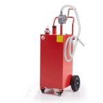 40 Gallon Red Gas Tank with Pump for Garage, Farm, Workshop and Jobsite Use, Hand Push Mobile Fuel Storage Trolley on Sturdy Casters, Heavy Duty Gasoline and Diesel Container for Quick Refueling