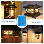 KINREECELL AA 3.2v 600mAh Battery, LiFePo4 Double A Battery with Low self-Discharge, 3.2v Batteries for Solar Lights, Wall Lanterns, Solar Post Lights（4 Pack）