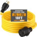 Tellegloww NEMA L6-30 Generator Extension Cord, NEMA L6-30P Male Plug to L6-30R Female Receptacle 3 Prong 30 Amp Generator Locking Power Cord, 3x12 Gauge, 250volt 7500watts Power Cable(10ft)