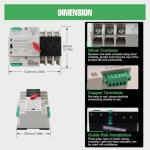 CDZHLTG 3P 100A Dual Power Automatic Transfer Switch 110V Generator Changeover Switch Tools Dual Power Transfer Switch Din Rail Mounting Type 50HZ/60HZ