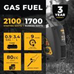 Firman W01784 Portable Generator, Gas, Recoil-Start With Parallel Kit, 2100/1700-Watt - Quantity 1