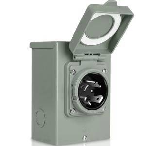 WELLUCK 30 Amp Generator Inlet Box - NEMA L14-30P Power Inlet Box for 3R 4-Prong Generator Cord, 125/250V, 7500W Weatherproof Outdoor 30a Power Inlet Box - ETL Listed, Best Partner in Emergencies