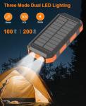 Solar Power Bank 38800mAh, Portable Charger, 4 Cables 4 Ports, PD22.5W Fast Charging External Battery Pack with USB C for Cell Phones, Solar Charger with Dual Flashlight, Perfect for Camping Travel