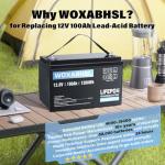WOXABHSL 12V 100Ah Lithium Battery - 2 Pack