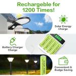 FlyGift 800mAh AA Rechargeable Solar Batteries - 12 Pack