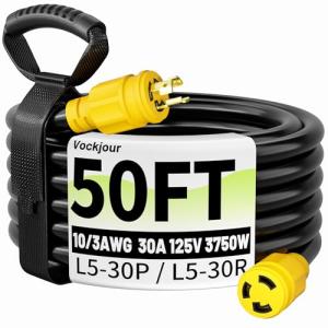 Vockjour 30 Amp Heavy Duty Generator Extension Cord 50FT