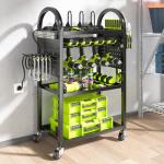 Rolling Power Tool Organizer Cart with Charging Station