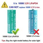 Funkawa 18500 3.2V Rechargeable Solar Batteries (4-Pack)