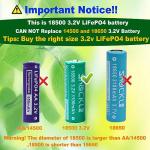Funkawa 18500 3.2V Rechargeable Solar Batteries (4-Pack)