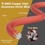 40 Ft Red 0 Gauge AWG Power Ground Wire