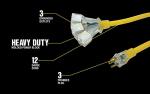 Yellow Jacket 12/3 Heavy Duty 3 Outlet Extension Cord