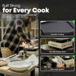 GasOne GS-3400P-KIT Propane or Butane Gas Stove with Flat Top Griddle Included – Dual Fuel Propane Grill Tent Stove Burners for Cooking for Camping, Kitchen – Diecast Aluminum with Non Stick Coating