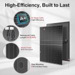 DOKIO 400W 31V Mono Solar Panel - Works for 12V/24V Systems, Equipped with 9.84ft MC4 Wiring, Perfect for Gardens, Courtyards, Greenhouses, Sheds, Terraces & Off-Grid Battery Charging.