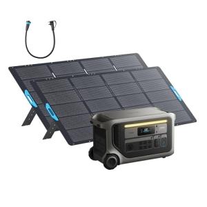 Anker SOLIX F3000 Portable Power Station with 2× 400W Solar Panels, 3,072Wh, 6,000W Recharging, Expandable to 24kWh, Solar Generators for Home Use, For Power Outages, RVs, Emergencies