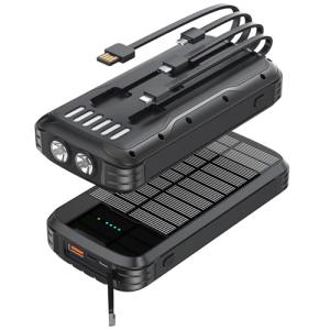 MINRISE 40000mAh Solar Power Bank with Cables