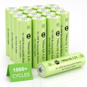 JinniuX 16 Pack Rechargeable AA Solar Batteries