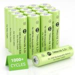 JinniuX 16 Pack Rechargeable AA Solar Batteries