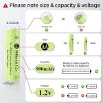 AA 900mAh Rechargeable Batteries for Outdoor Lights (8 Pack)
