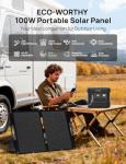ECO-WORTHY 100W Portable Solar Panel,ETFE Foldable Solar Panel 23% High Efficiency,for Power Station,with Adjustable Kickstand for Camping RV Hiking Off-Grid Blackouts