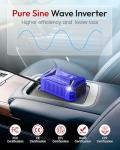 BESTEK Pure Sine Wave Power Inverter - 300W Car Plug in Charger Outlet DC 12V to 110V AC - Cigarette Lighter Adapter with 4.8A Dual USB Fast Charging Ports for Laptop - Aluminum Housing - Blue