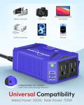 BESTEK Pure Sine Wave Power Inverter - 300W Car Plug in Charger Outlet DC 12V to 110V AC - Cigarette Lighter Adapter with 4.8A Dual USB Fast Charging Ports for Laptop - Aluminum Housing - Blue