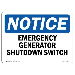 Generator Emergency Shutdown Sign - Heavy Duty Vinyl