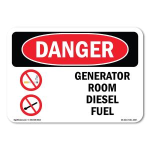 Generator Room Diesel Fuel OSHA Danger Sign