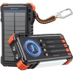 BLAVOR 45W Solar Charger Power Bank 20000mAh Wireless Portable Charger Built-in Cables, PD QC Fast Charging Battery Pack with USB-C for iPhone, Samsung, Dual Flashlight & Carabiner for Camping, Hiking