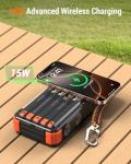 BLAVOR 45W Solar Charger Power Bank 20000mAh Wireless Portable Charger Built-in Cables, PD QC Fast Charging Battery Pack with USB-C for iPhone, Samsung, Dual Flashlight & Carabiner for Camping, Hiking