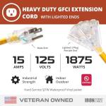 50ft Lighted Outdoor Extension Cord with 3 Outlets