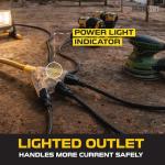 50ft Lighted Outdoor Extension Cord with 3 Outlets