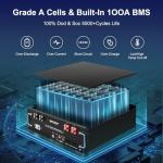 MFUZOP 48V 100Ah LiFePO4 Battery with Bluetooth